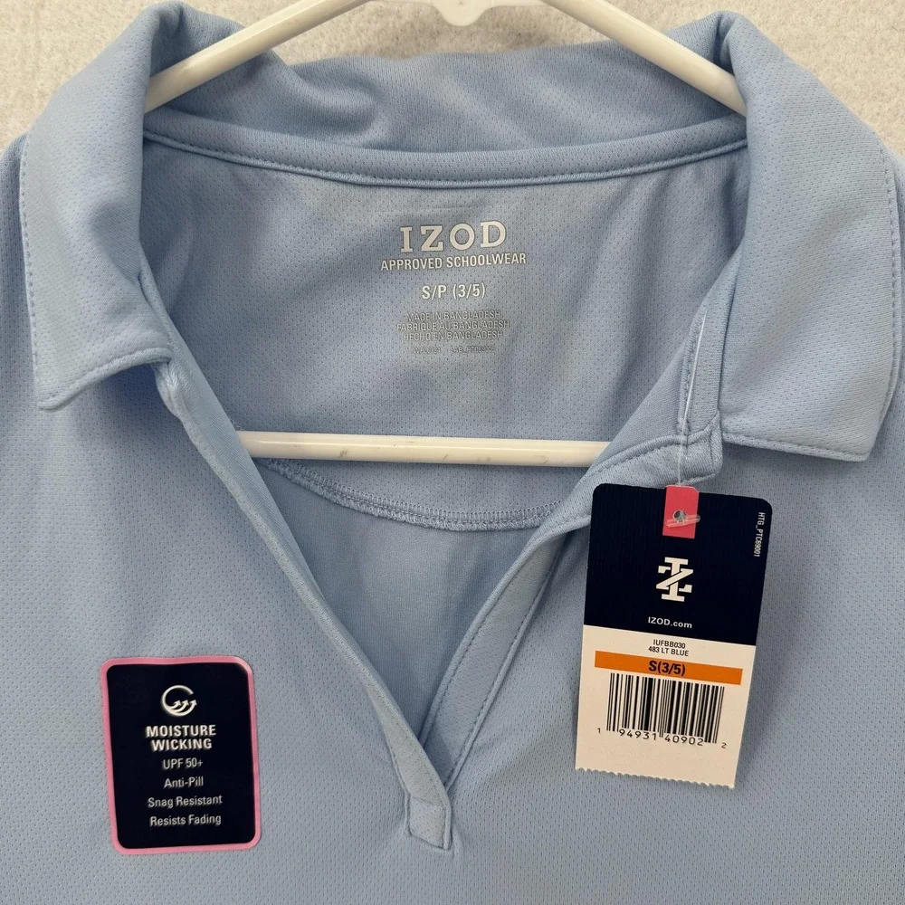 Izod Polo Shirt Girls Small Blue Schoolwear Moisture Wicking UPF 30 Uniform‎